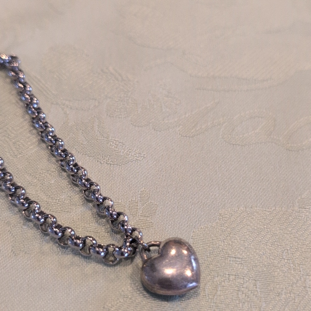 Pave CZ Silver Heart Charm Bracelet - Picture 6 of 8